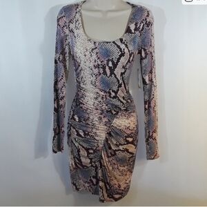 GUESS Stylish Multicolor Snake Print Dress